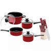 Home * | Deals Lexi Home 22 Piece Black Carbon Steel Non Stick Cookware Set Red