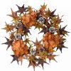 Home * | Best Pirce National Tree Hydrangea And Maple Leaves Artificial Thanksgiving Wreath 24-Inch Unlit Orange