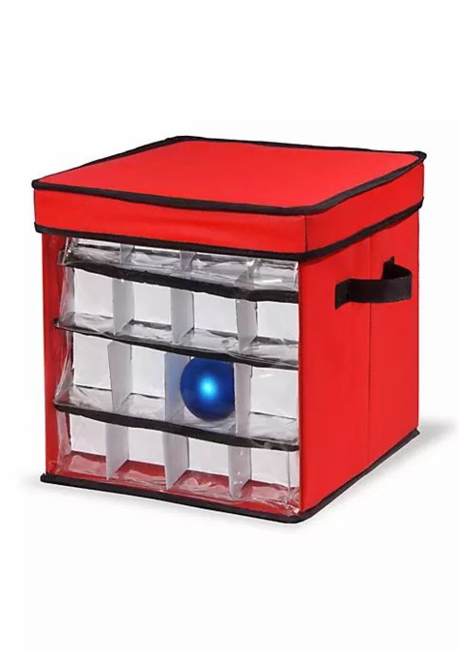 Home * | Buy National Tree 12 And Black Four Tray Christmas Ornament Storage Box Red