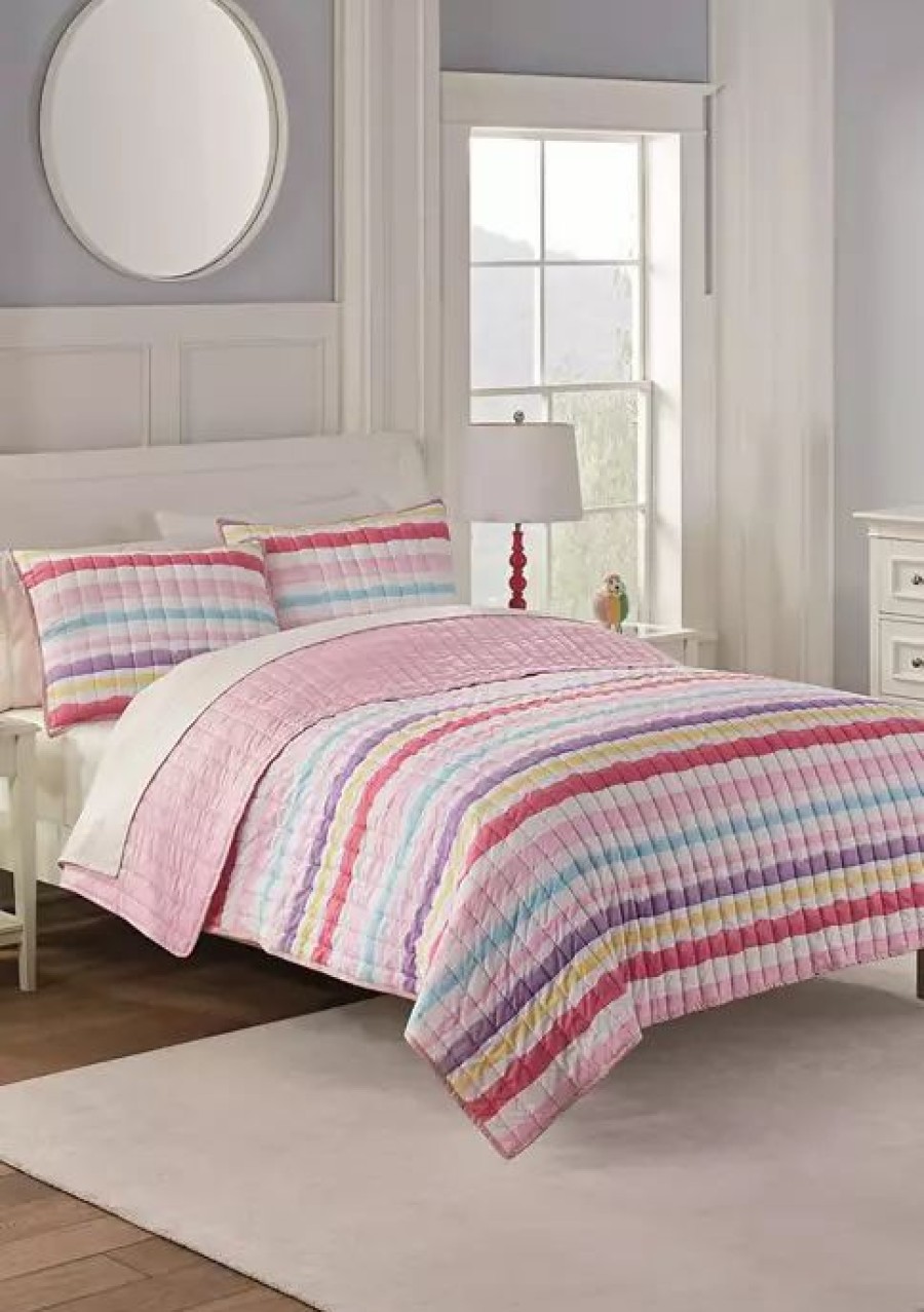 Bed & Bath * | Discount Waverly Kids Froot Loops Quilt Set Pink