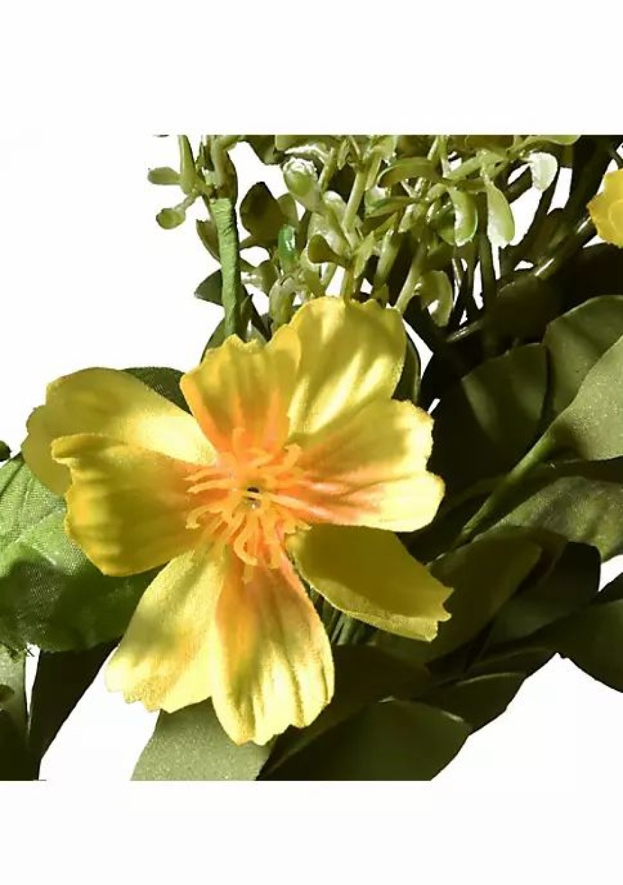 Home * | Budget National Tree And Green Cosmos Flowers Artificial Wreath 22-Inch Unlit Yellow