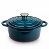 Home * | Best Deal Lexi Home Durable Cast Iron Dutch Oven 2.8Qt Casserole Pot In Enamel Blue Ombre