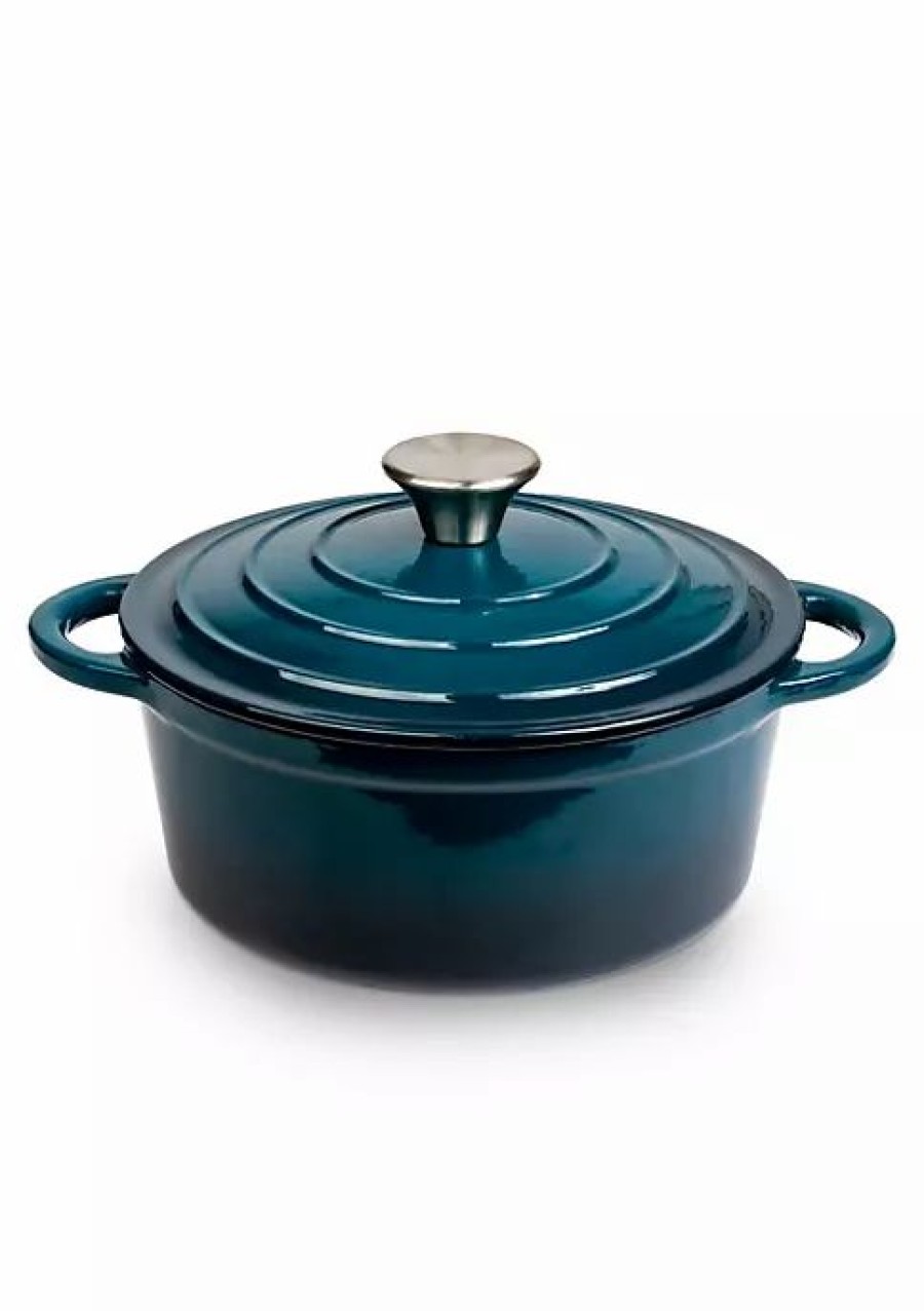 Home * | Best Deal Lexi Home Durable Cast Iron Dutch Oven 2.8Qt Casserole Pot In Enamel Blue Ombre