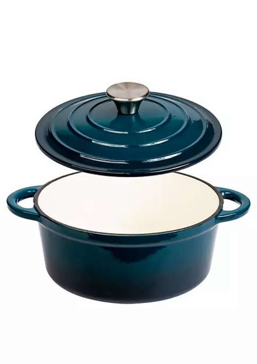 Home * | Best Deal Lexi Home Durable Cast Iron Dutch Oven 2.8Qt Casserole Pot In Enamel Blue Ombre