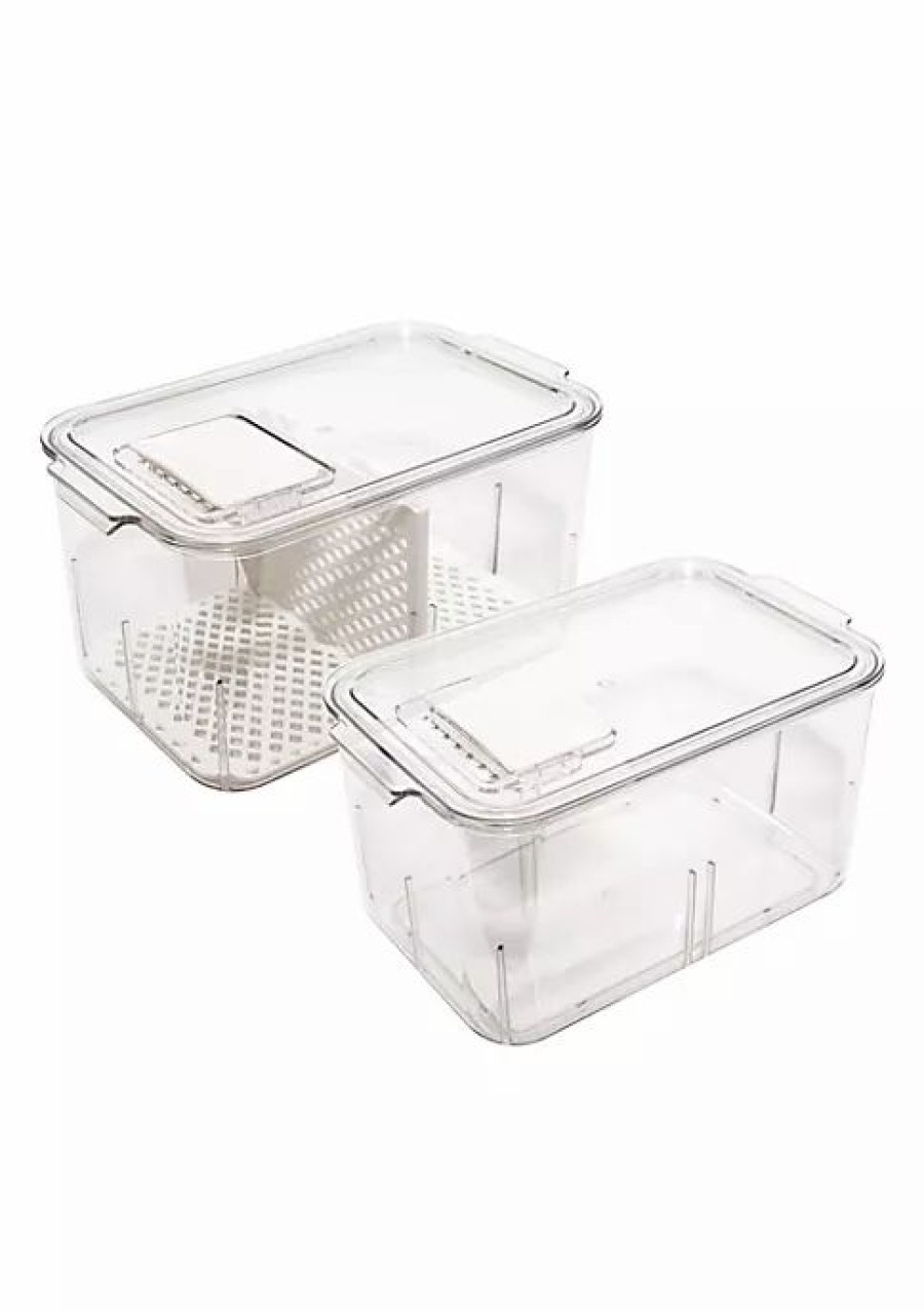 Home * | Hot Sale Lexi Home Eco Conscious Acrylic Fridge And Cabinet Vented Veggie Organizers Set Of 2 Clear