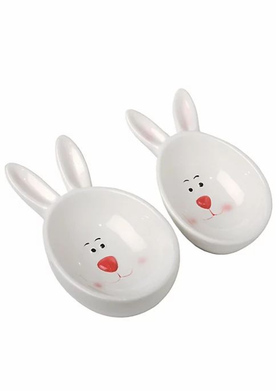 Home * | Discount National Tree 2-Piece And Pink Easter Bunny Candy Dishes 7.25 (Pack Of 2) White