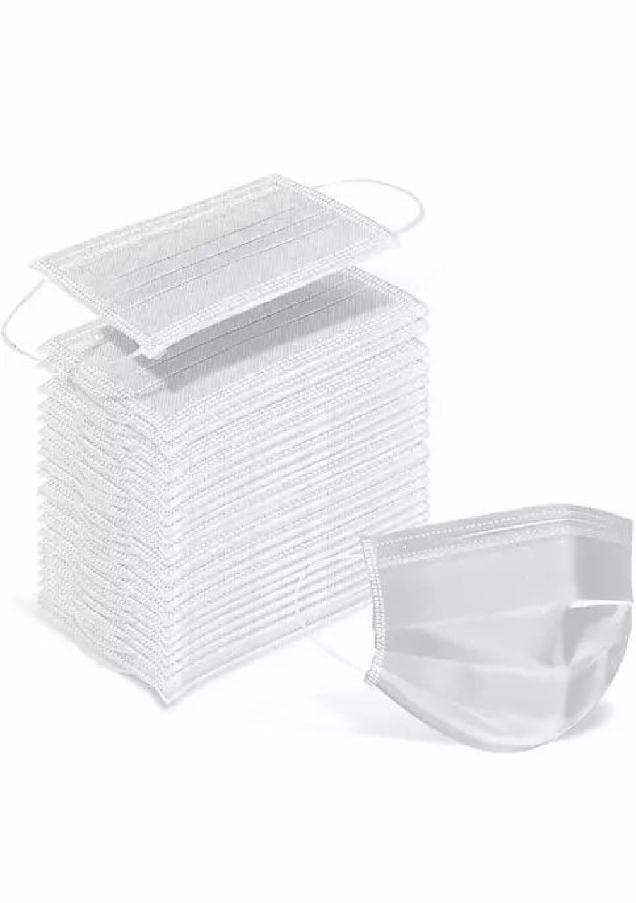 Small Accessories * | Best Sale Lexi Home Adult 3 Ply Disposable Face Masks-Individually Wrapped 50 Pack White