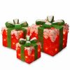 Christmas * | Best Reviews Of National Tree Set Of 3 And Green Pre-Lit Gift Boxes Christmas Decor 11.75 Red