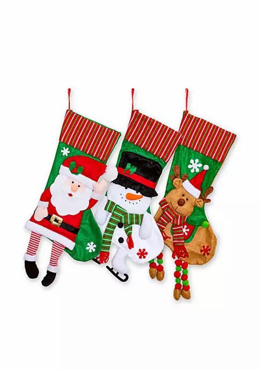 Home * | Best Sale Lexi Home Large Christmas Holiday Stockings Set Of 3 Hanging Legs Stockings Assorted