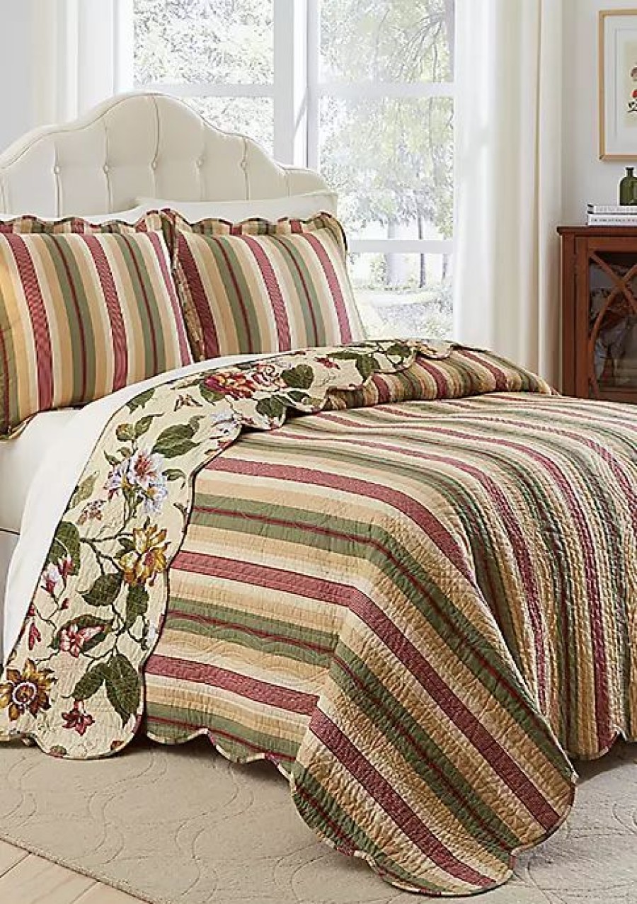 Bed & Bath * | Cheap Waverly Laurel Springs King 3 Piece Bedspread Set Parchment