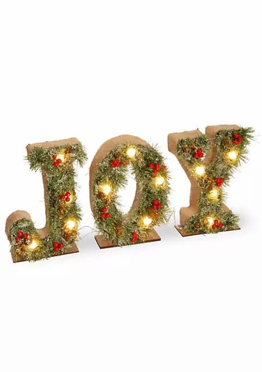 Home * | Brand New National Tree 27 Led Lighted And Red Joy Christmas Sign Green