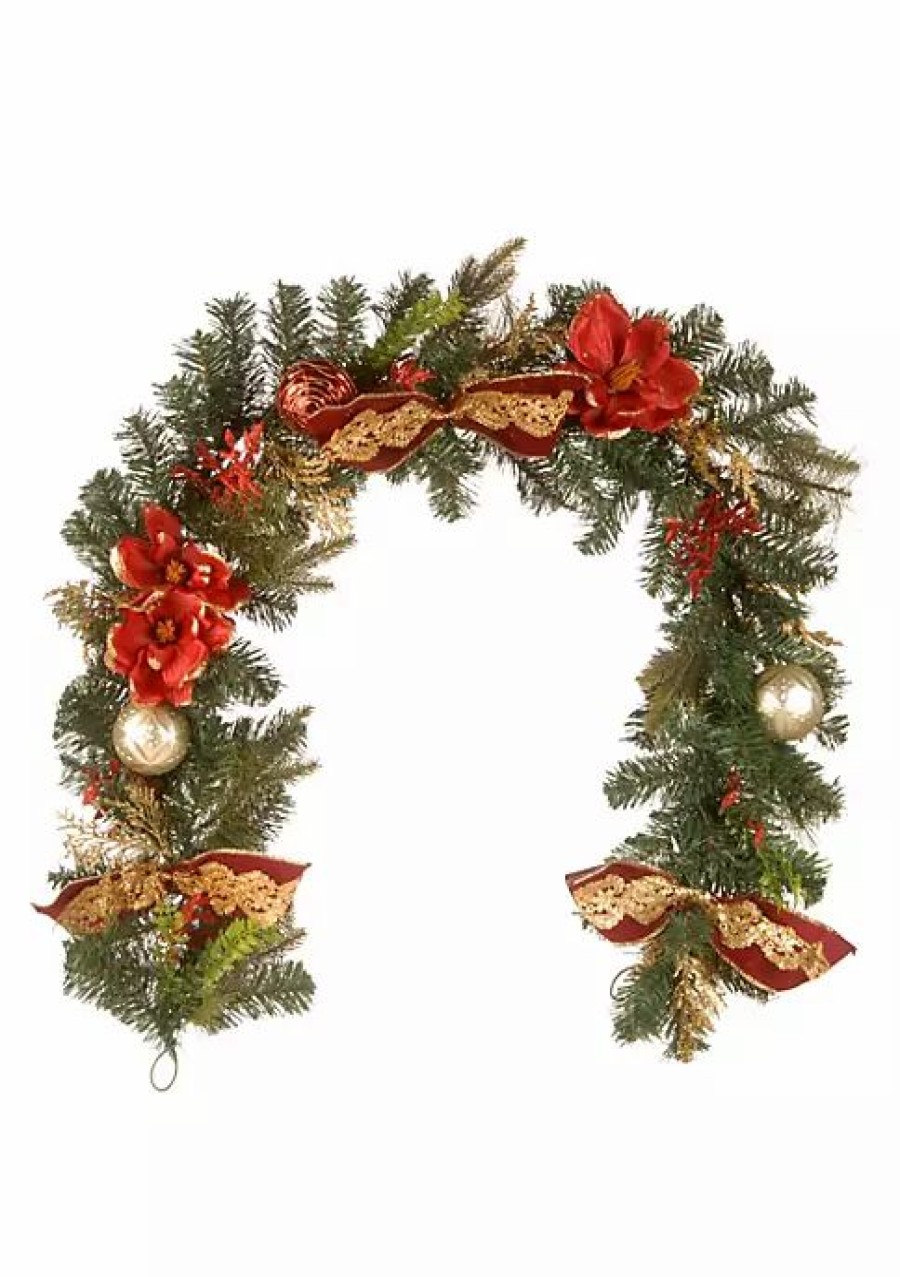 Home * | Outlet National Tree 6 Pine And Ball Ornament Artificial Christmas Garland Unlit Green