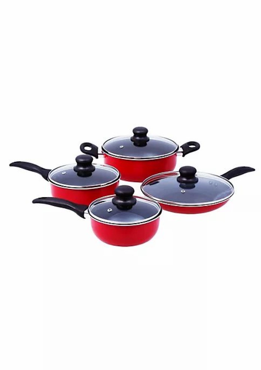 Home * | Flash Sale Lexi Home Thermal Conducting Aluminum Non-Stick Cookware 8 Piece Set Red