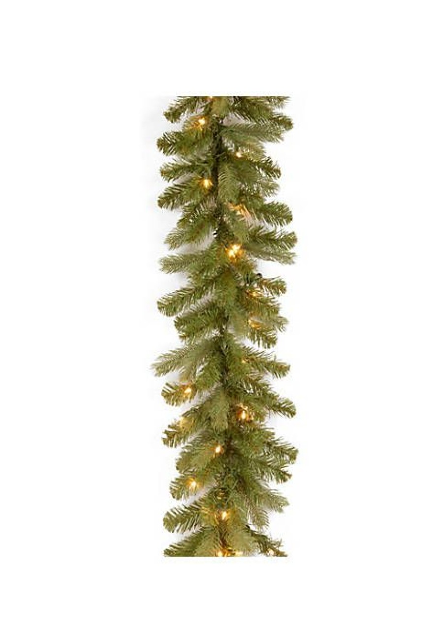 Holiday * | Coupon National Tree 9 X 12 Pre-Lit Downswept Douglas Artificial Christmas Garland Warm White Led Lights Green