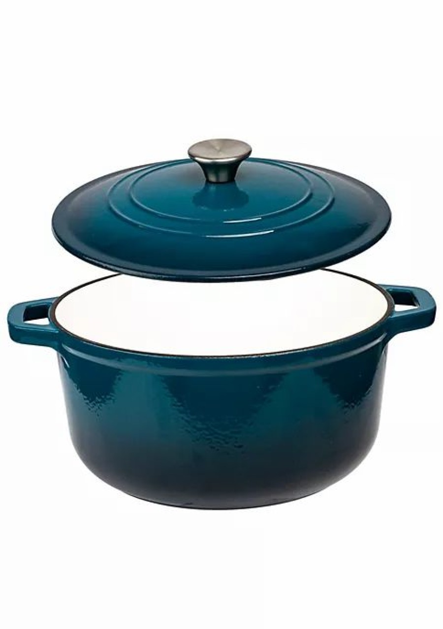 Home * | Best Reviews Of Lexi Home Durable Cast Iron Dutch Oven 6Qt Casserole Pot In Enamel Blue Ombre