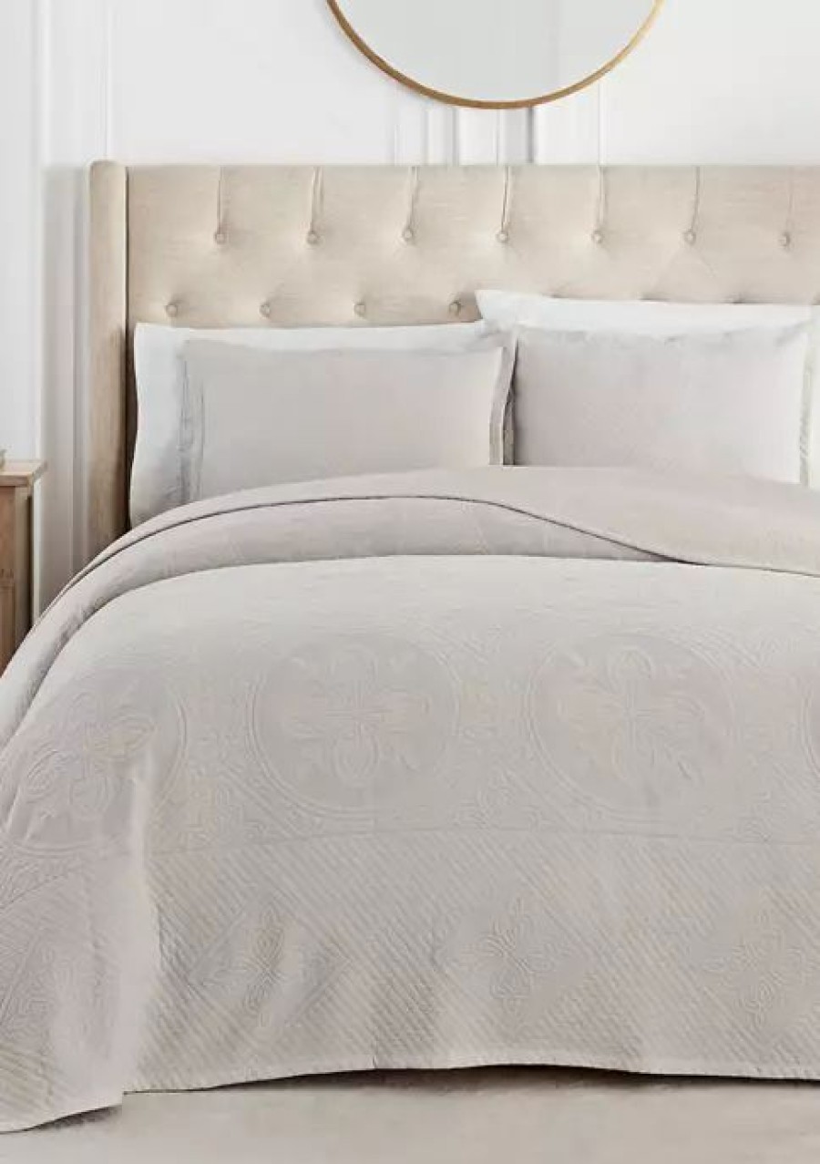 Bed & Bath * | Coupon Waverly Matelasse Oversized Bedspread Set Grey