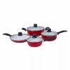 Home * | Cheapest Lexi Home 8 Piece Thermal Conducting Aluminum Non-Stick Cookware Set Red/White