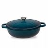 Home * | Outlet Lexi Home Durable Cast Iron Low Pot Dutch Oven 5Qt In Blue Ombre