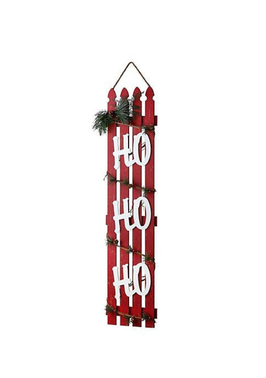 Home * | Coupon National Tree And White "Ho Ho Ho" Holiday Wall Sign Decor 46.75 X 11 Red