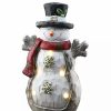 Home * | Outlet National Tree 16.5 And Green Battery Operated Led Lighted Snowman Christmas Tabletop Figurine White