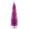 Trees * | Outlet National Tree 6 Pre-Lit Pencil Tinsel Artificial Christmas Tree Clear Lights Pink