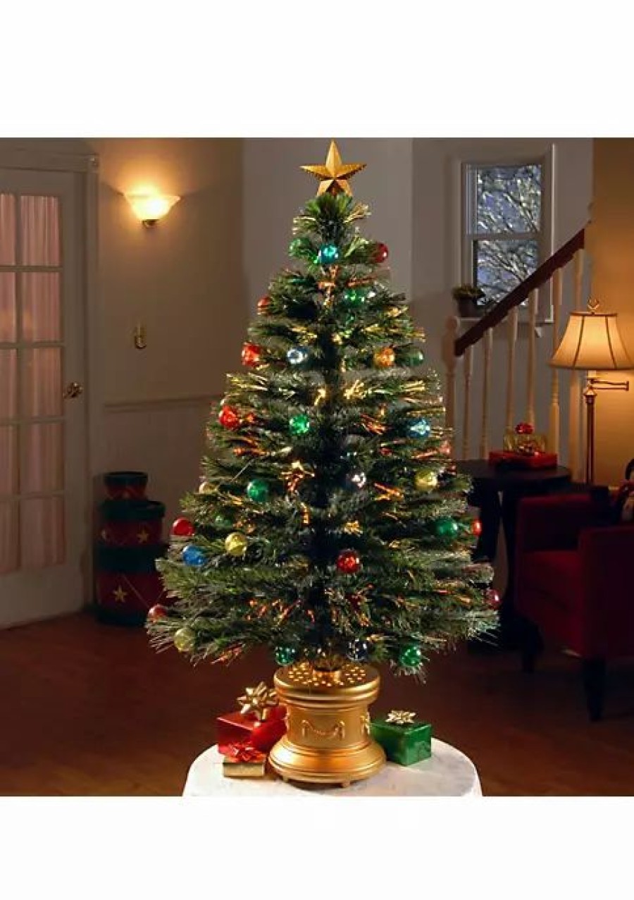 Holiday * | Discount National Tree 48 Pre-Lit Medium Fiber-Optic Artificial Ornamented Christmas Fireworks Tree Led Lights Green