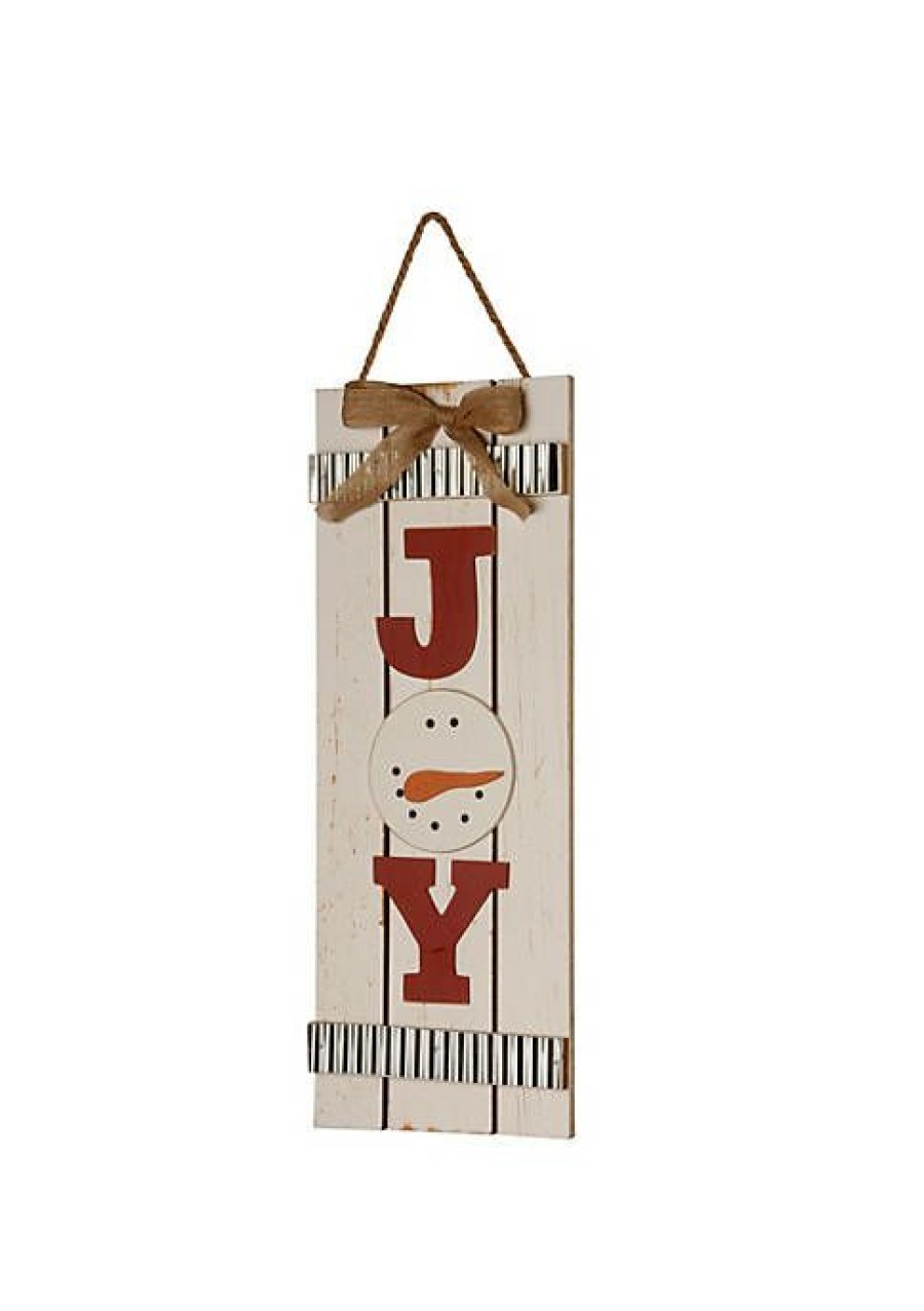 Home * | Cheapest National Tree And White "Joy" Rectangular Wall Art Decor 17.75 X 6.75 Red