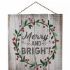 Holiday * | Deals National Tree And Green Distressed Christmas Holiday Square Wall Sign Decor 13.25 X 13.25 White