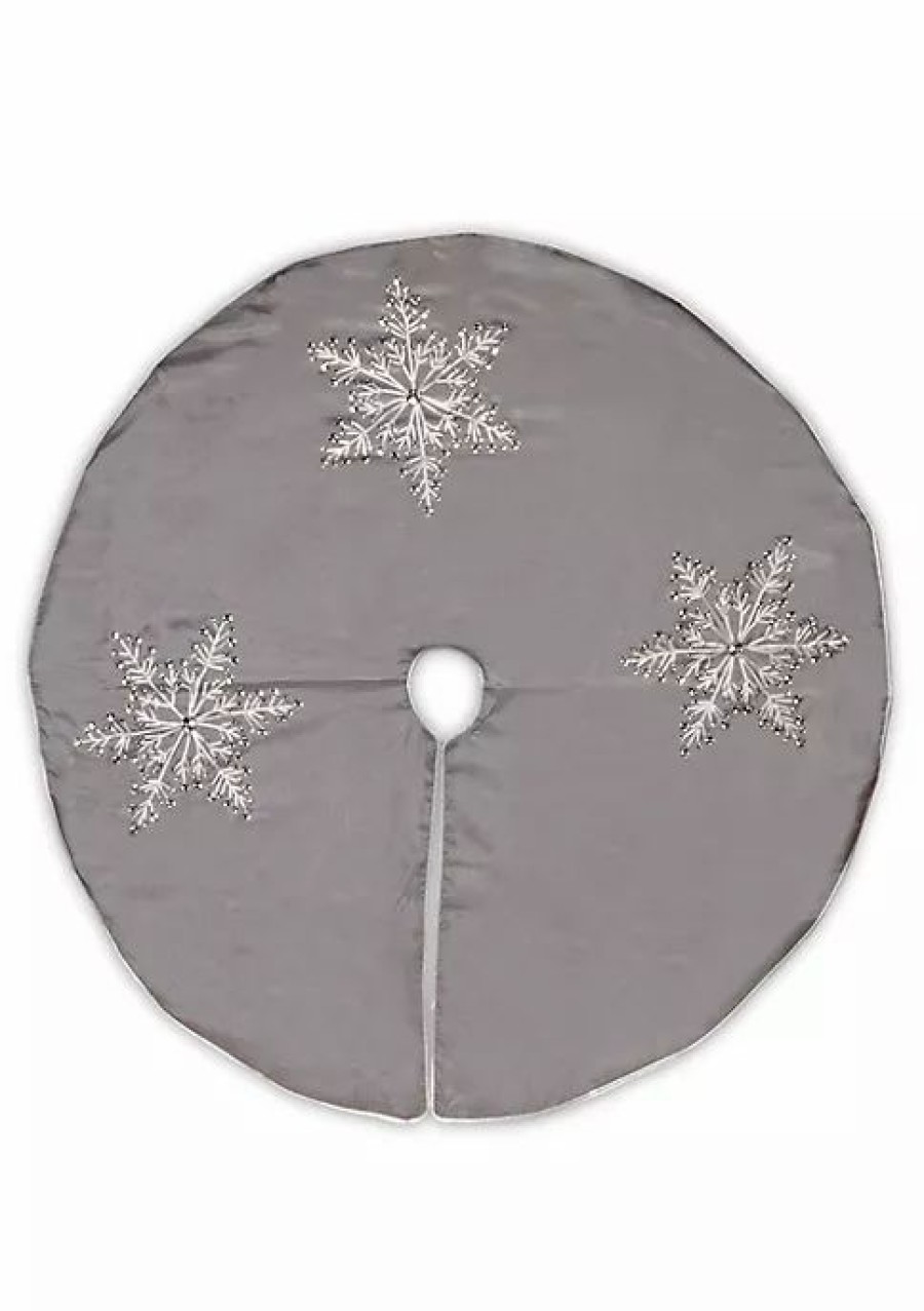 Home * | Best Pirce National Tree 42 And White Snowflake Embroidered Christmas Tree Skirt Gray